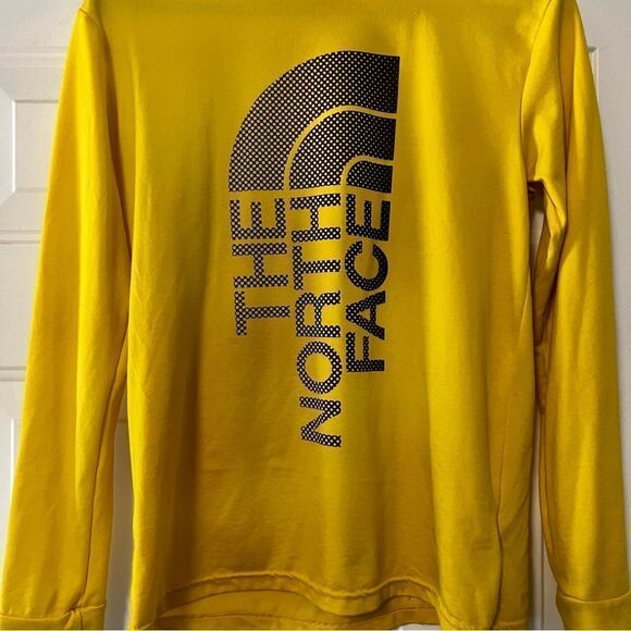THE NORTH FACE YELLOW BLACK LOGO CREW NECK LONG SLEEVE TEE SHIRT YOUTH L - Picture 2 of 8